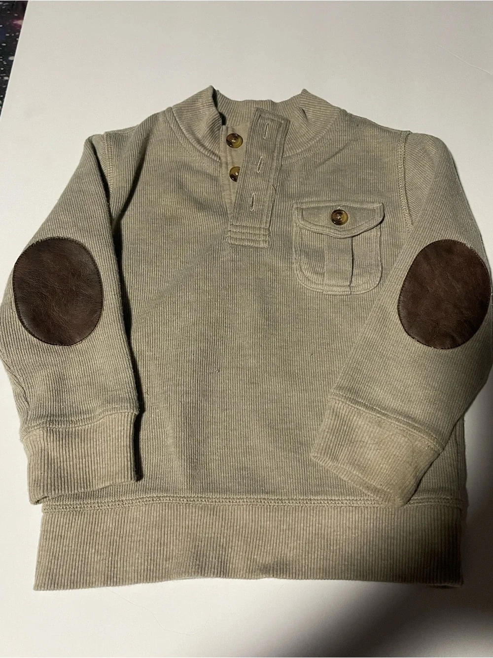 babyGap Ribbed Knit Long Sleeve Henley Sweater - Tan / Beige - Size 4T (4 YRS)